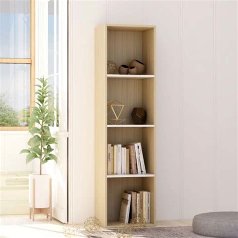 Vidaxl Book Cabinet White And Sonoma Oak X X Engineered