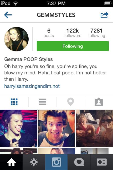 Harry hacked Gemma's Instagram and changed her bio Haha oh my gosh This ...