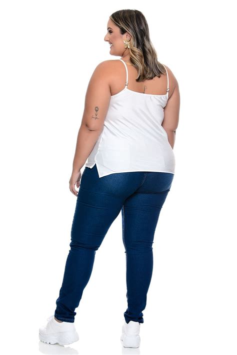 Regata Plus Size Em Cetim Decote Degag Vk Moda Plus Size