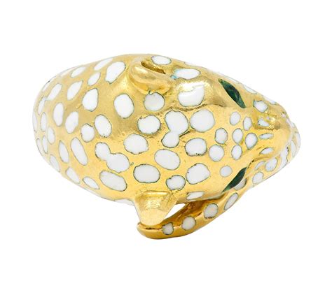 David Webb S Enamel Karat Yellow Gold Leopard Vintage Bypass