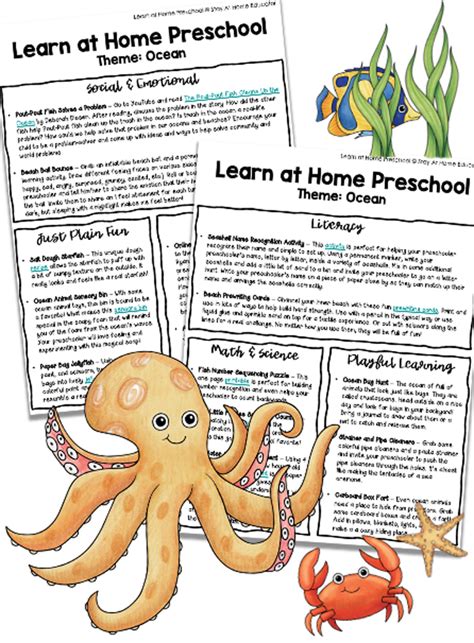 Free Ocean Theme Lesson Plans For Preschoolers Stay At Home Educator