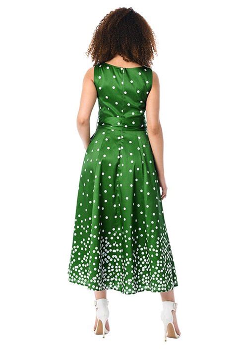 Shop Polka Dot Print Dupioni Midi Dress Eshakti