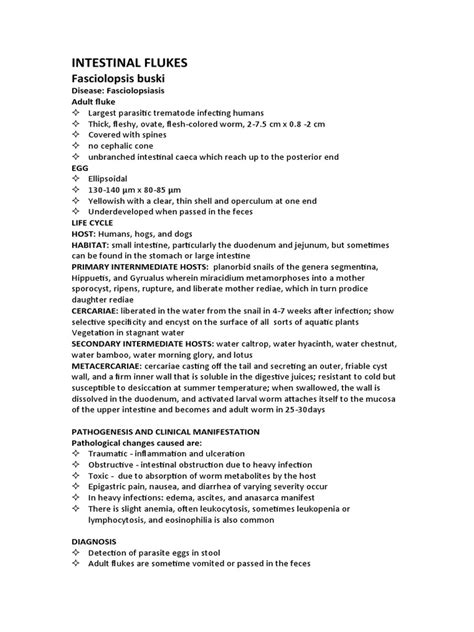 Intestinal Flukes | PDF | Medical Specialties | Clinical Medicine