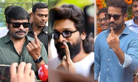 Chiranjeevi, Jr NTR, Allu Arjun cast votes in Hyderabad