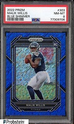 2022 Panini Blue Shimmer Prizm 303 Malik Willis Titans RC Rookie 9 25