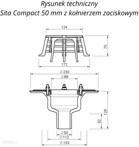 WPUST DACHOWY Sita Compact pionowy kołnierz zaciskowy odpływ 50 mm do