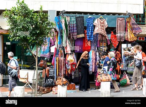 Israel, West Bank, Bethlehem, business with tourists, clothes, tourists ...