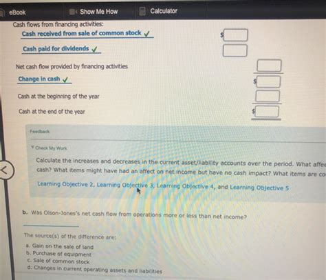 Solved Ebook Show Me How Calculator Statement Of Cash Chegg