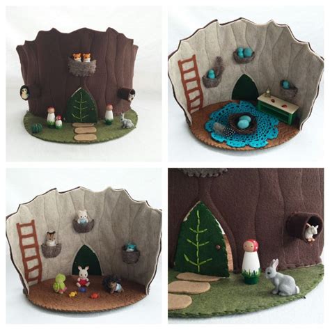 Tree Stump House Felt Play Mat Woodland Dollhouse Etsy Felt Play