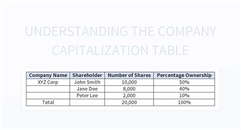 Capitalization Table Template Cabinets Matttroy