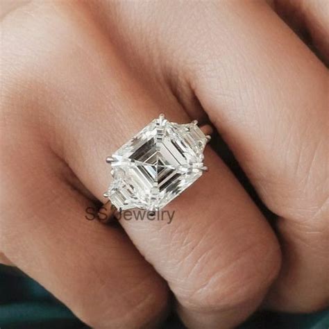 Asscher Cut Moissanite Rings Etsy