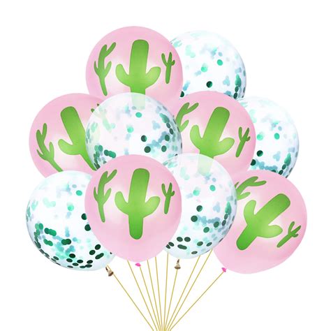 10Pcs 12inch Cactus Pink Colors Latex Balloons Confetti Air Balloons