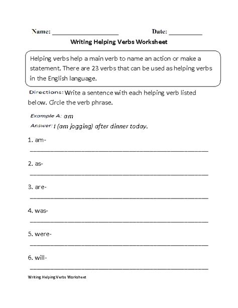 The 23 Helping Verbs List And Worksheet