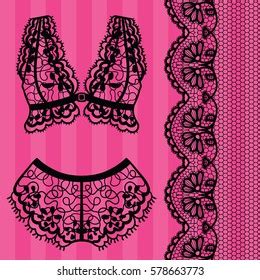 Collection Lingerie Bra Set Vector Illustrations Stock Vector Royalty