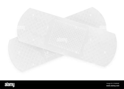 Medical Adhesive Bandages Isolated On White Top View Stock Photo Alamy