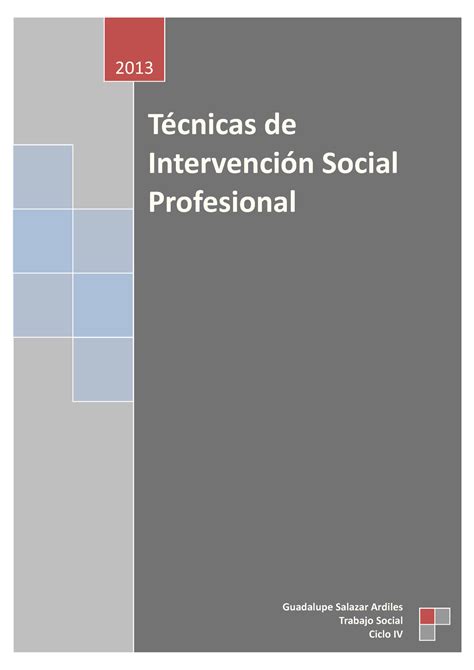 Tecnicas De Intervencion Social Trabajo Técnicas De Intervención