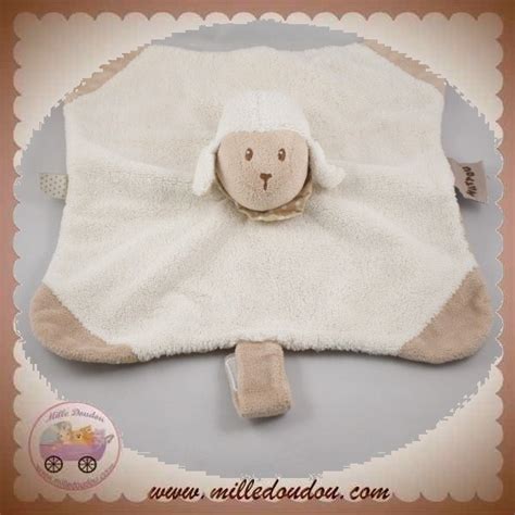 NATTOU SOS DOUDOU MOUTON PLAT BLANC BEIGE CAPPUCINO ATTACHE TETINE