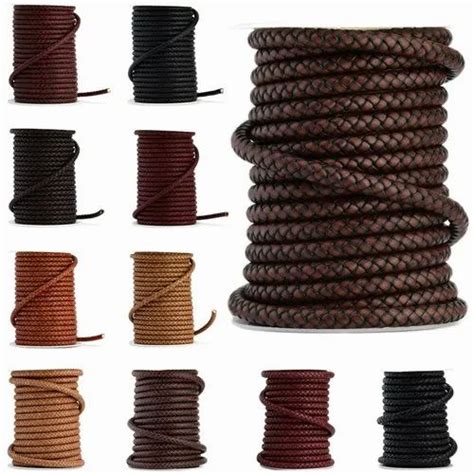 Standard Brown Braided Bolo Leather Cord 100 Meter Per Roll Size 2 5