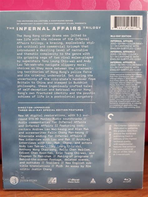 Usa Blu Ray Criterion Collection The Infernal Affairs Trilogy The