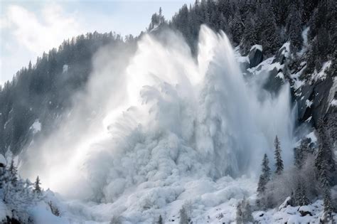 Premium Ai Image Avalanche Of Snow And Ice Crashing Down Mountainside