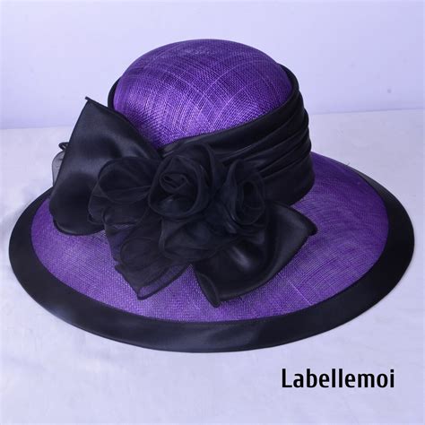 NEW Purple/black Church Hat Womens Formal Dress Hat Kentucky Derby Hat ...