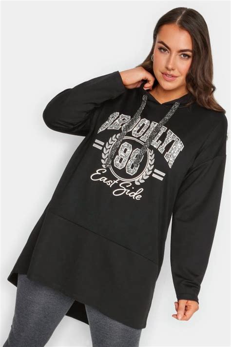 Yours Plus Size Black Longline Zip Hoodie Yours Clothing