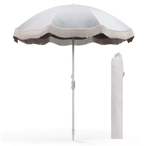 Bungalow Rose Goplus 6 5 Ft Outdoor Fringe Patio Umbrella With Carrying