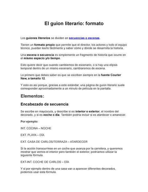 Ejemplo De Guion Literario Guion Literario Escena Interior Hot Sex