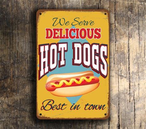 Vintage Style Hot Dog Sign - Classic Metal Signs