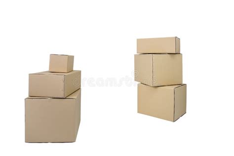 Cardboard Boxes In Different Sizes Stacked Boxes Isolated On White