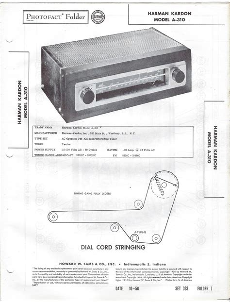 Harman Kardon A Tuner Tube Am Fm Radio Photofact Manual