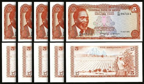 Kenya Shillings Unc Pcs Lot Consecutive P Fortumor