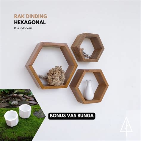 Jual Rak Dinding Hexagonal Rak Hiasan Dinding Minimalis Aestetik Rak