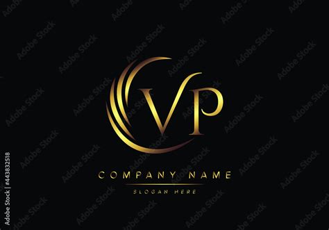 Alphabet Letters Vp Monogram Logo Gold Color Elegant Classical Stock