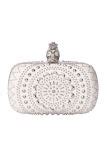 Alexander Mcqueen White Leather Studded Skull Clutch