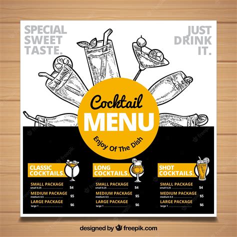 Free Vector Hand Drawn Cocktail Menu Template