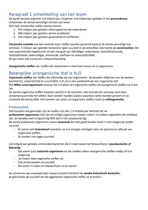 VWO 4 Biologie Samenvatting Evolutie Studeersnel