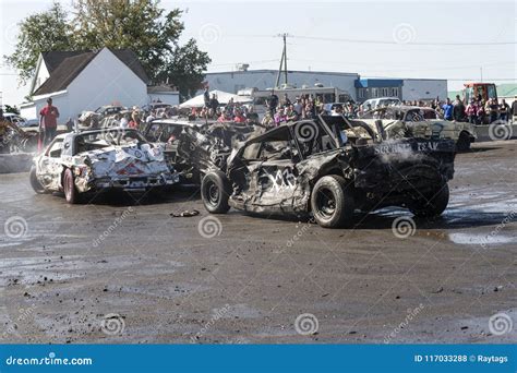 Wrecked Cars During Demolition Derby Editorial Stock Photo Image Of