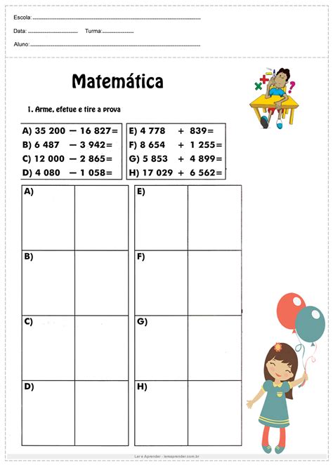 Atividade De Matemática 4 Ano Com Resposta