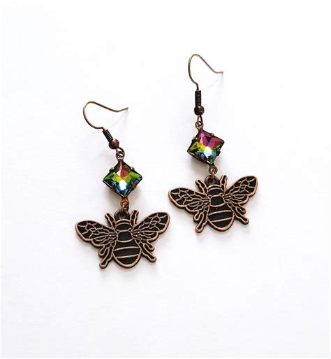 Bee Earrings Rainbow Crystal Honey Bee Dangle Earrings - Etsy