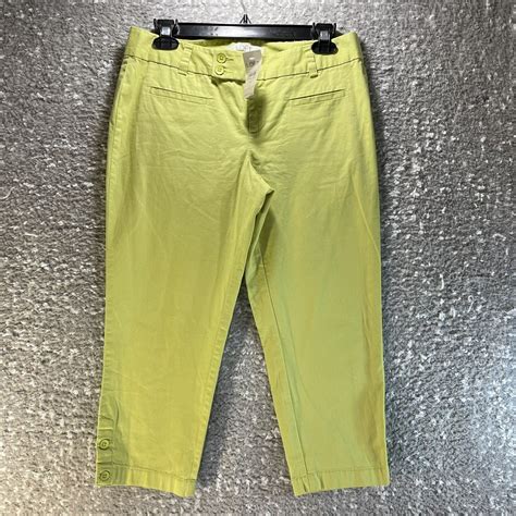 Ann Taylor Loft Green Flat Front Chino Cropped Capris Pants Petite 4