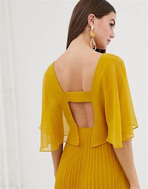 Asos Design Tall Flutter Sleeve Midi Dress With Pleat Skirt Asos