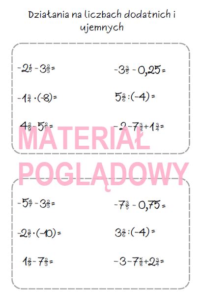 Szybkie Karteczki Dodawanie Odejmowanie Mno Enie Dzielenie Liczb