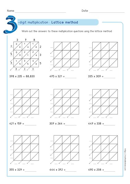 Lattice Multiplication Template Free PDF To Practice Lattice Method