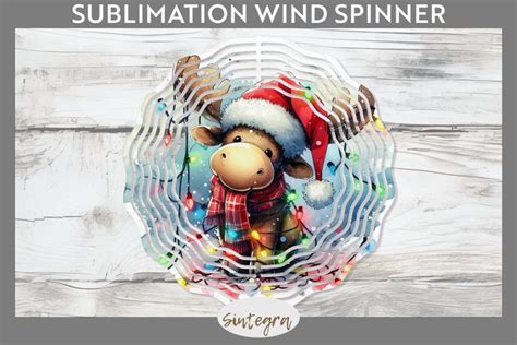 Christmas Moose Entangled In Lights Wind Spinner Sublimation