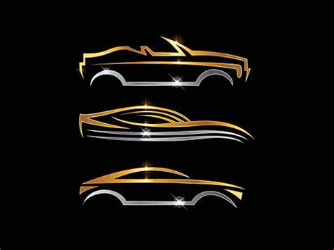 Golden And Sdilver Car Logo Sign Transport Digital Concept Vector ...