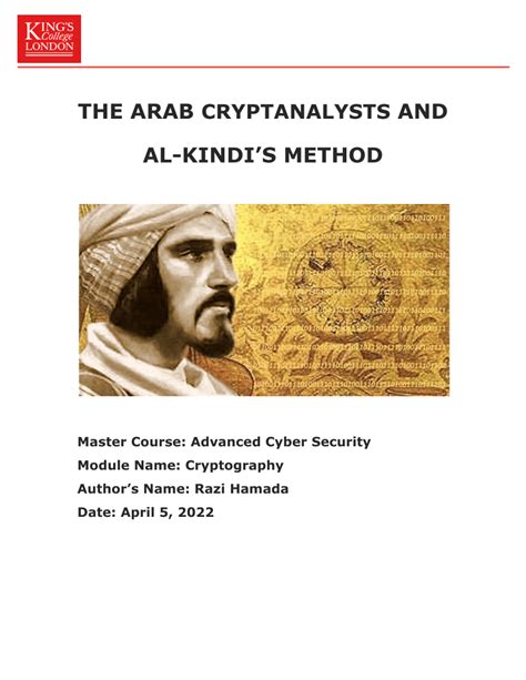 (PDF) THE ARAB CRYPTANALYSTS AND AL-KINDI'S METHOD Master Course ...