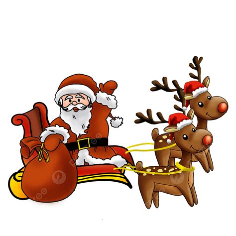 Christmas Santa Claus And Elk Sleigh Delivering Gifts Christmas Deer