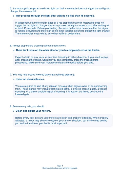 2024 Wisconsin DMV Motorcycle Test Cheat Sheet 99 Pass Rate