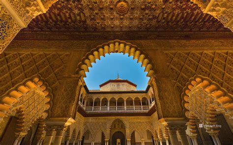 Courtyard of the Maidens Alcázar of Seville Spain Bing Wallpapers